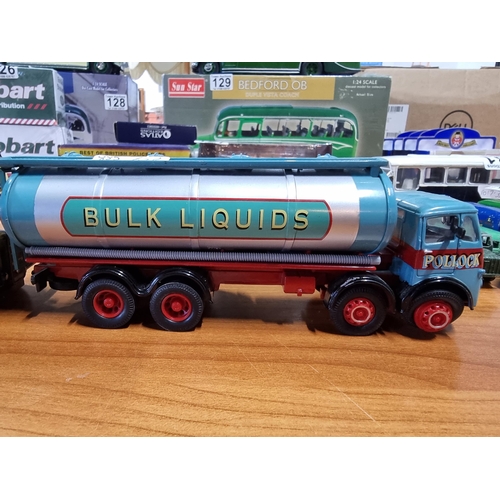 132 - Corgi Pollock bulk liquids tanker Diecast truck along with a Corgi Guy Arab Birmingham city transpor... 