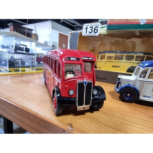 136 - Quantity of Diecast buses and coaches, all by Corgi inc Bedford OB coaches and AEC Reagal coach etc