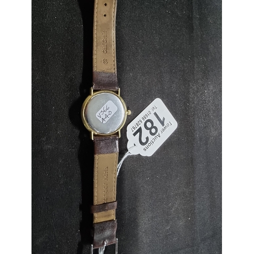 182 - Rotary 21 jewels incablock wind up gents watch with calf grain strap