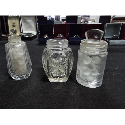 190 - 3 x sterling silver scent bottles all with guilloche topps