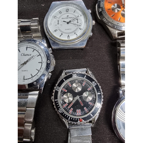 195 - Quantity of good brand name watches inc Bolun skeleton watch, Torq, Audemars Pirguet, River Island a... 