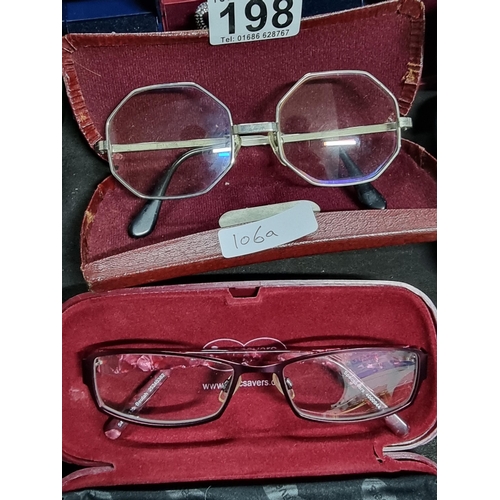 198 - Collection of 8 pairs of spectacles all in cases inc a pair of octagonal framed glasses