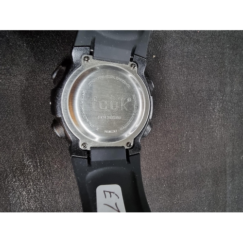 202 - Gents digital watch by FCUK day date alarm and light in full working order in excellent hardly used ... 