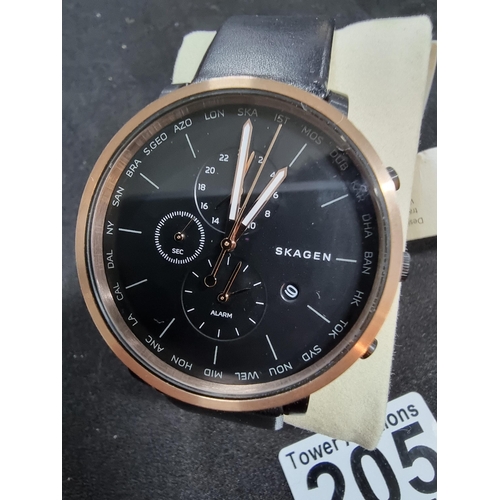 205 - Brand new with tags Skagen gents chronograph watch with alarm model SKW6300 RRP 239 euros on its ori... 