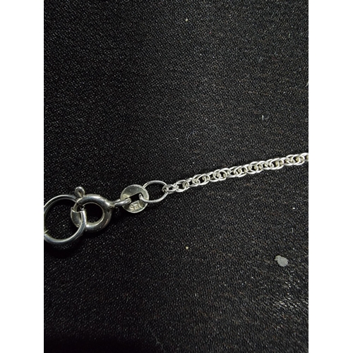 221 - pretty sterling silver marcasite pendant on a good very long 24in silver chain