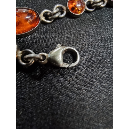 232 - Good suite of matching 925 silver Baltic amber jewellery with inclusions inc a bracelet pendant chai... 