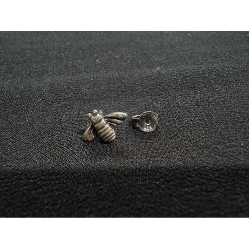 234 - Pair of 925 sterling silver bee formed stud earrings by Dew- Kit Heath in their original box