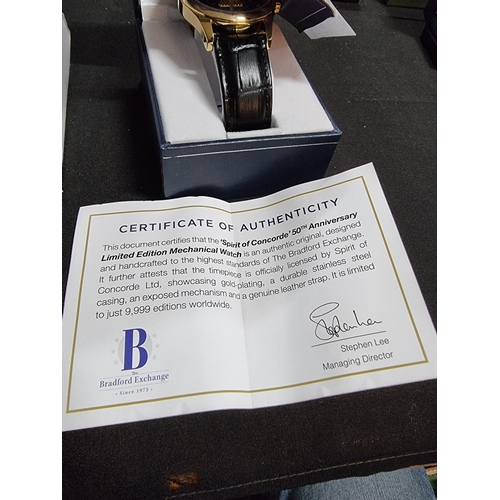 237 - Vintage boxed limited edition spirit of concord mechanical watch by Bradford exchange with an intere... 