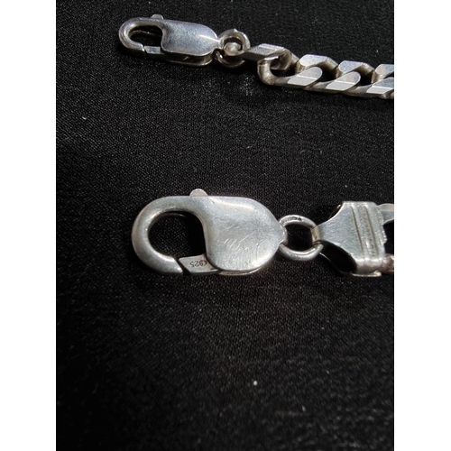 239 - Chunky 925 silver curb link neck chain with a chunky 925 silver bracelet both in good clean conditio... 