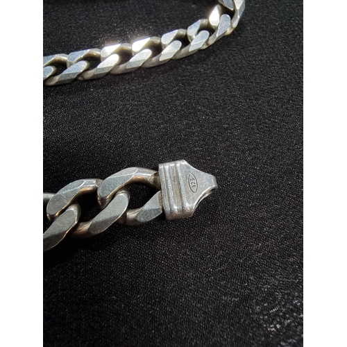 239 - Chunky 925 silver curb link neck chain with a chunky 925 silver bracelet both in good clean conditio... 