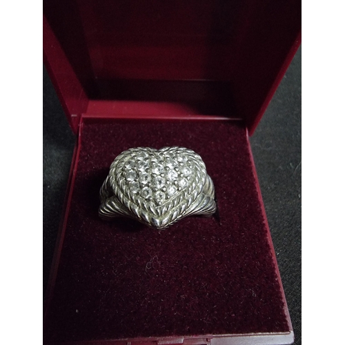 249 - Good quality chunky 925 silver handmade ring by Judith Ripka marked inside the ring 925 cz Thailand ... 