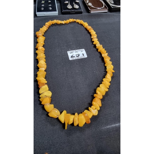 291 - Impressive large genuine butterscotch and egg yolk amber beaded necklace going from dark orange to w... 