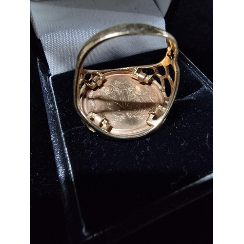 301 - Gents 9ct gold st george signet ring size 'O 1/2' total weight 4.3g