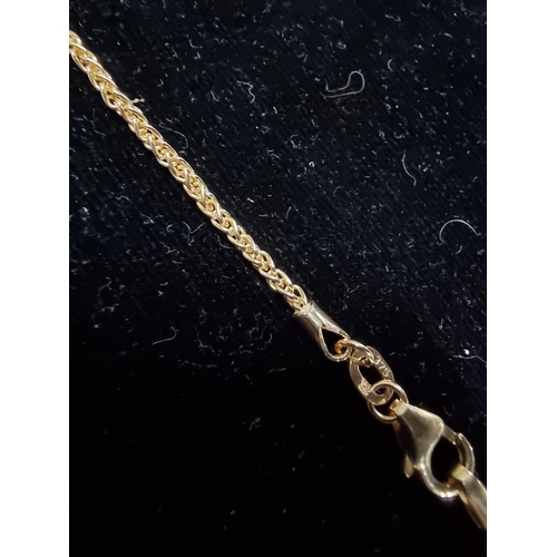 310 - 14ct gold rope twist mounted parrot wing chrysocola set on a good non flimsy 9ct gold chain pendant ... 