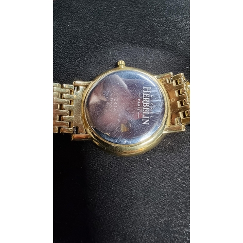 312 - Good quality vintage gold plated Michel Herbelin France gents watch lovely quality in excellent cond... 