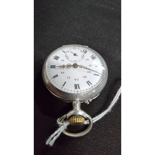 315 - Vintage tested as silver fob watch with a subsidiary dial and an unusual 24 hr dial, tested for a sh... 