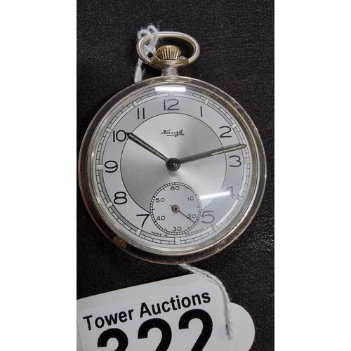 322 - Vintage German chrome pocket watch by Keinzle in excellent clean condition with a clean dial has bee... 