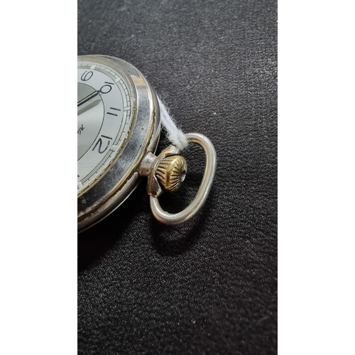 322 - Vintage German chrome pocket watch by Keinzle in excellent clean condition with a clean dial has bee... 