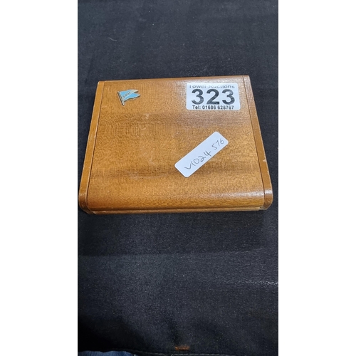 323 - Scandiavian shiping line wooden teak ciggette box