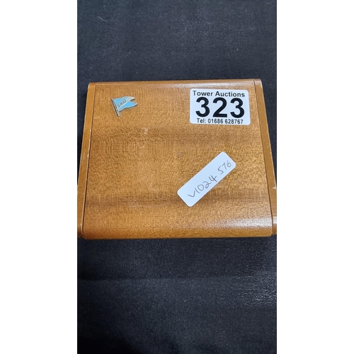 323 - Scandiavian shiping line wooden teak ciggette box