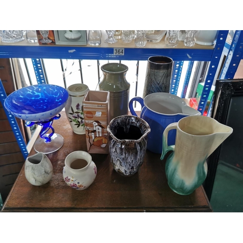 364 - Very large quantity of various collectable vases inc an art glass spider vase, Villeroy and boch Des... 