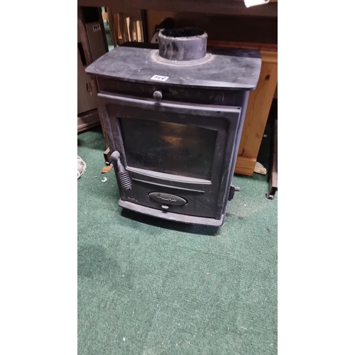 758 - Cast iron multi fuel burner in good condition but no flue height of 56cm width 46cm depth 32cm