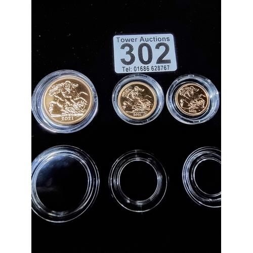 302 - Matching set of gold sovereigns inc a double sovereign a full sovereign and a half sovereign all dat... 