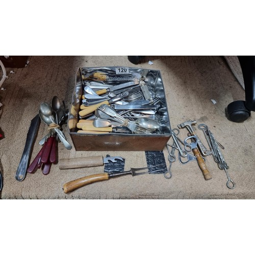120 - Box full of various vintage cutlery