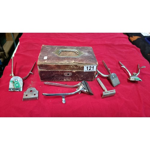 121 - Box full of vintage clippers and shavers