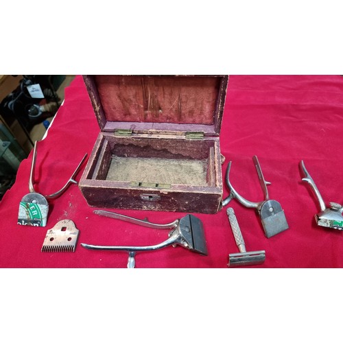 121 - Box full of vintage clippers and shavers