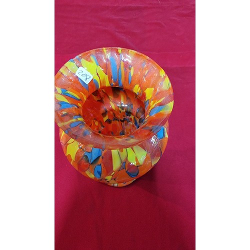 139 - Interesting multicoloured hand made art glass vase in good condition, displays very well. Height of ... 