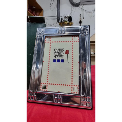 141 - Charles Rennie Macintosh pewter photo picture frame in unused condition  with its orginal box, Heigh... 