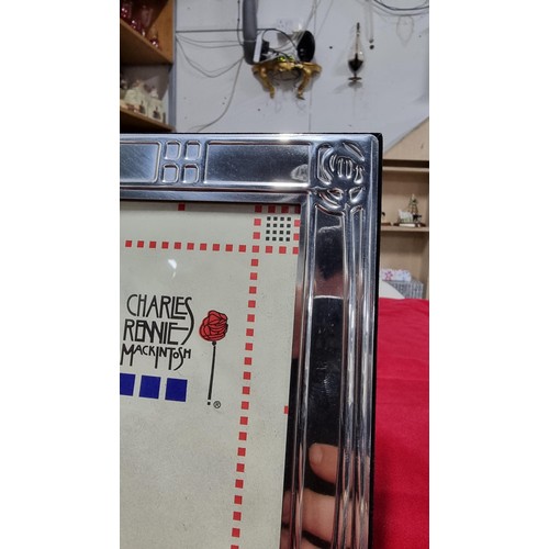 141 - Charles Rennie Macintosh pewter photo picture frame in unused condition  with its orginal box, Heigh... 
