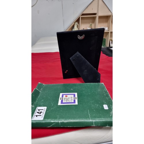 141 - Charles Rennie Macintosh pewter photo picture frame in unused condition  with its orginal box, Heigh... 