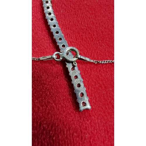 147 - 925 silver drop pendant, pave set with a quantity of CZ stones on a 18 inch 925 silver chain