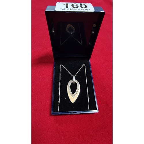 160 - 925 silver enamelled pendant inset with CZ crystals on a 18 inch 925 silver chain