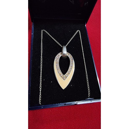 160 - 925 silver enamelled pendant inset with CZ crystals on a 18 inch 925 silver chain