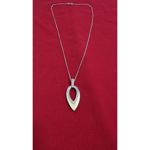 160 - 925 silver enamelled pendant inset with CZ crystals on a 18 inch 925 silver chain