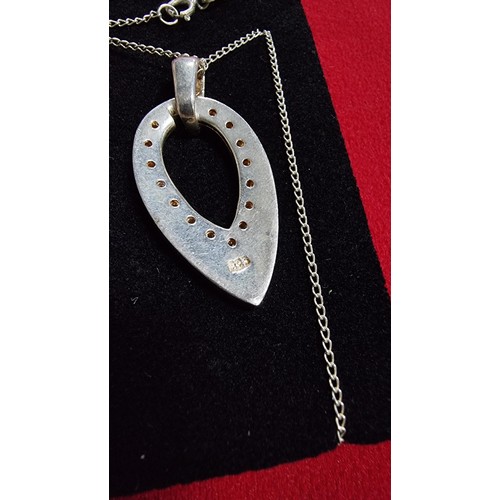 160 - 925 silver enamelled pendant inset with CZ crystals on a 18 inch 925 silver chain