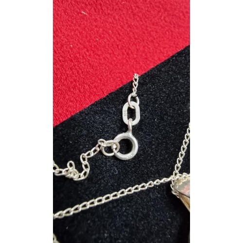 160 - 925 silver enamelled pendant inset with CZ crystals on a 18 inch 925 silver chain