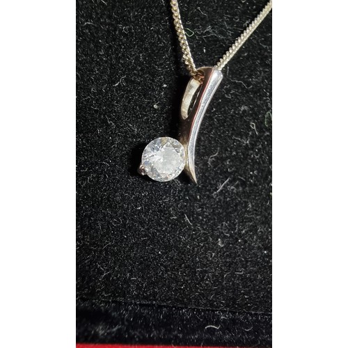 178 - Matching 925 silver jewellery set inc a solitaire pendant with a CZ stone on a 18 inch 925 silver ch... 