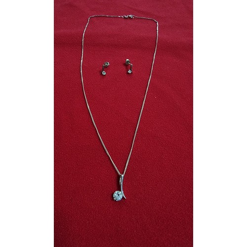 178 - Matching 925 silver jewellery set inc a solitaire pendant with a CZ stone on a 18 inch 925 silver ch... 