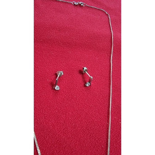 178 - Matching 925 silver jewellery set inc a solitaire pendant with a CZ stone on a 18 inch 925 silver ch... 