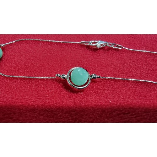 179 - Boxed as new Pia Jewellery 925 silver bracelet with adventurine beads, total length of 6 inches