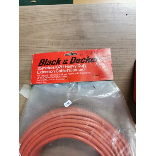 30 - New and sealed Black and Decker 25 meters of heavy duty 10 Amp extension cable, 5 litre can of Thomp... 