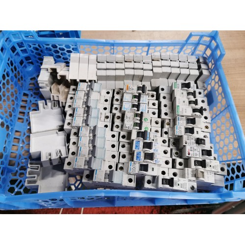 36 - 4x crates containing a very large quantity of circuit breakers along with 32x Bakerlite vintage circ... 