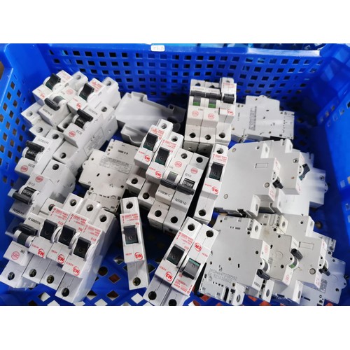 36 - 4x crates containing a very large quantity of circuit breakers along with 32x Bakerlite vintage circ... 