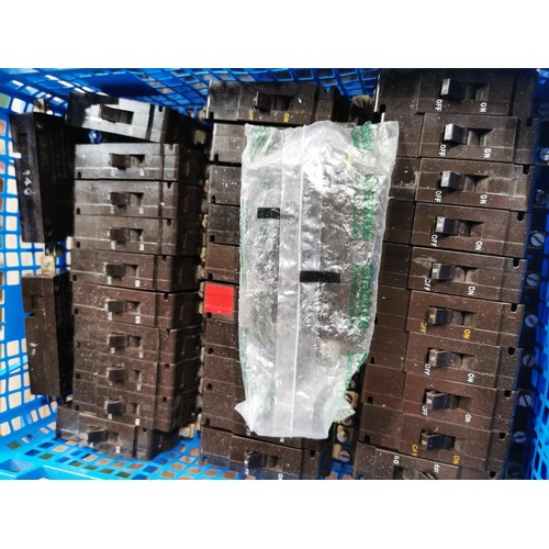 36 - 4x crates containing a very large quantity of circuit breakers along with 32x Bakerlite vintage circ... 