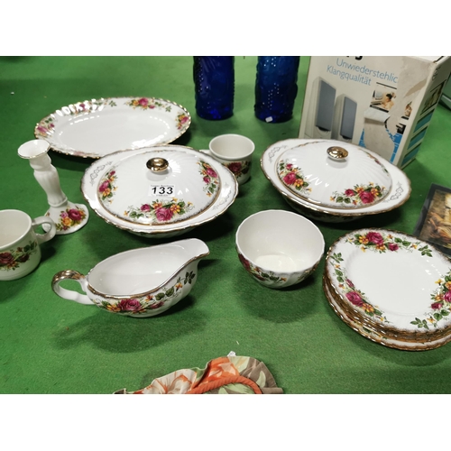 133 - Collection of English Rose Iron stone pottery inc 2x tureens, 5x side plates along with a boxed pair... 