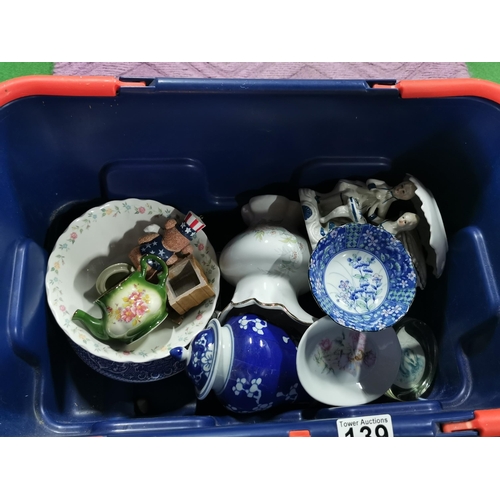 139 - 3x boxes of collectables inc. a large ornamental ceramic kettle, fine bone china mugs, Alfred Meakin... 